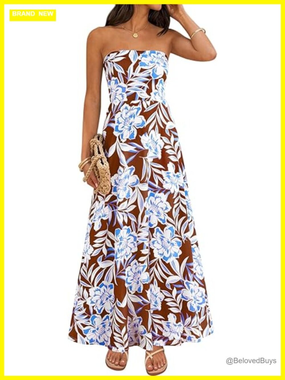 Sleeveless Tube Top Floral Maxi Dress with Stretch
